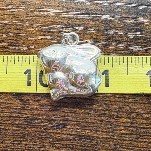 VTG Sterling Silver 925 Bunny Rabbit Puffed Design Pendant Size 1" Length - Picture 13 of 14
